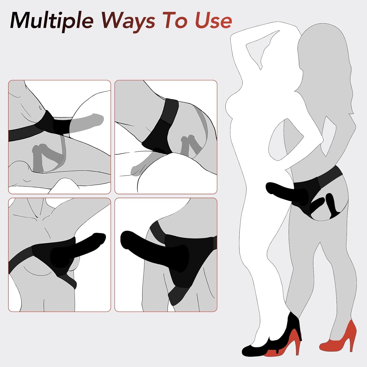 TriNova Triple Strap-On Harness with 3 Dildos