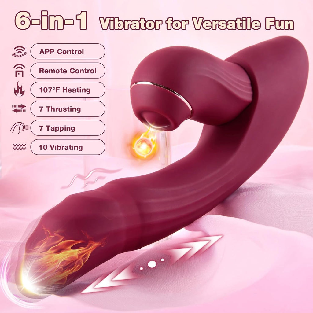 CommandHeat 6-in-1 App-controlled Vibrator Set with Thrusting & Tapping