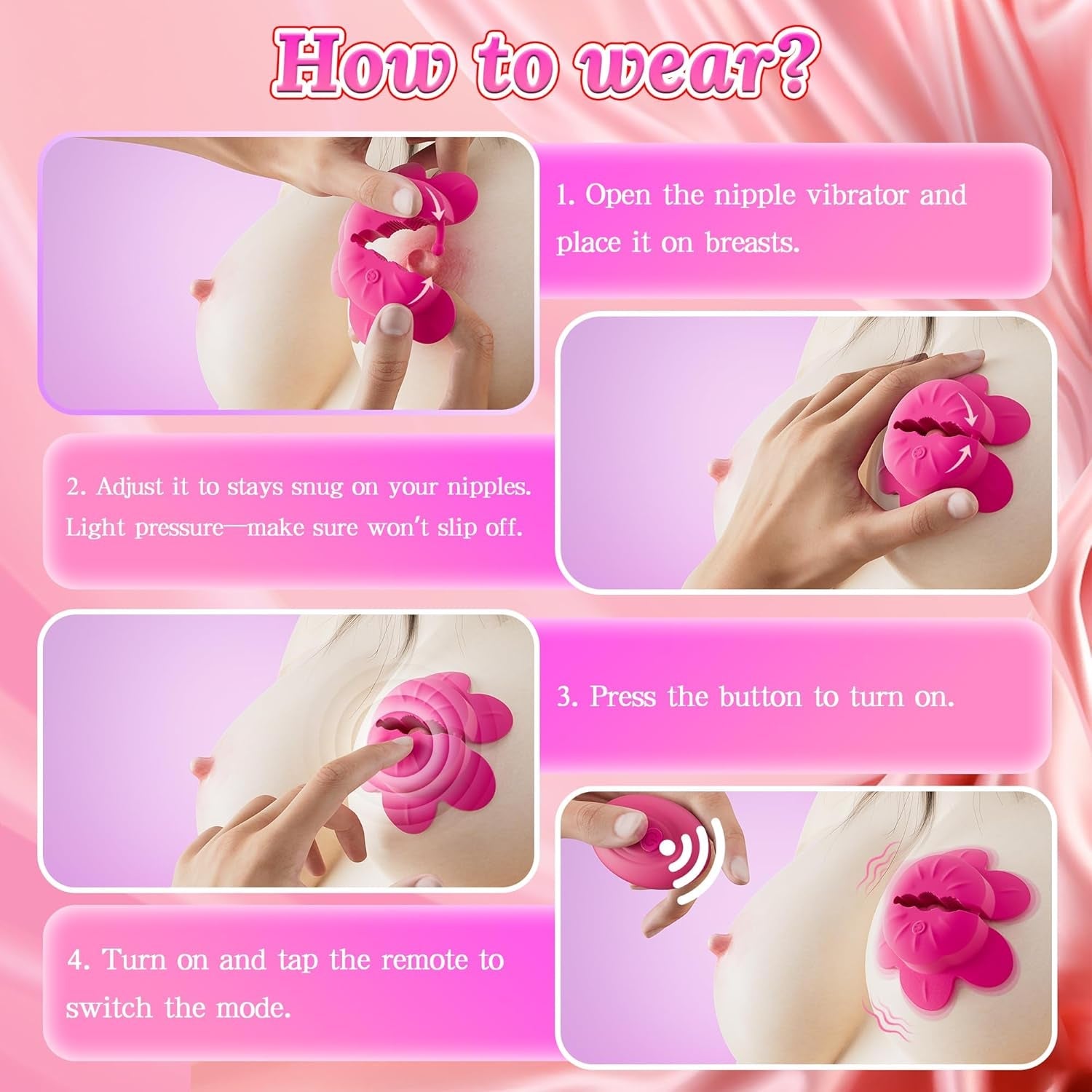PetalWave Remote Nipple Vibrators 10 Modes – Discreet Wear