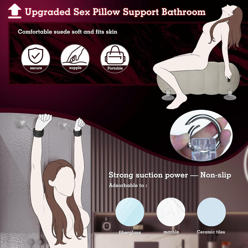 AirBond Inflatable BDSM Pillow with Restraints & Toy Mount