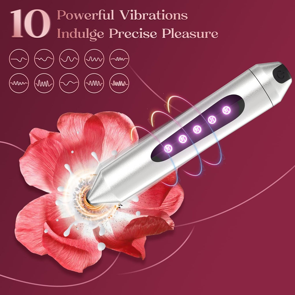 GlowSync LED Bullet Vibrator 10 Modes Waterproof Rechargeable