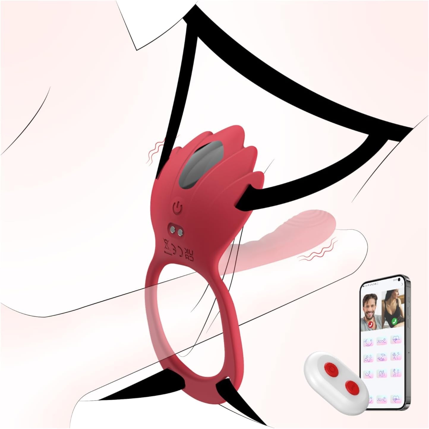 RougeFlex Wearable Cock Ring Clit Stimulator App 9 Modes