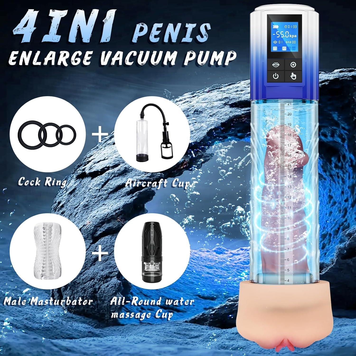 UltraCore Electric Penis Pump 6 Suction LCD Display
