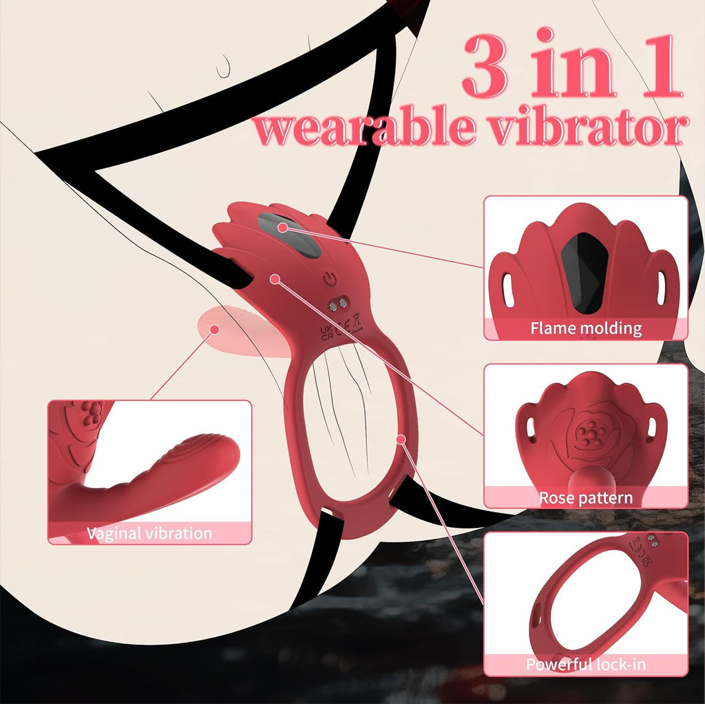 RougeFlex Wearable Cock Ring Clit Stimulator App 9 Modes