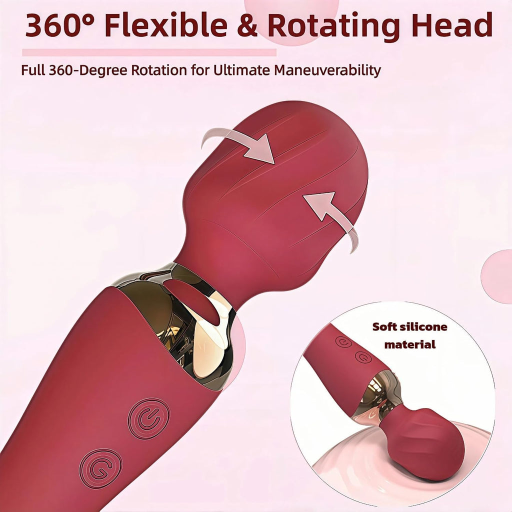VortexDuo 2-in-1 Wand Vibrator Dual Motor 12 Speeds Waterproof