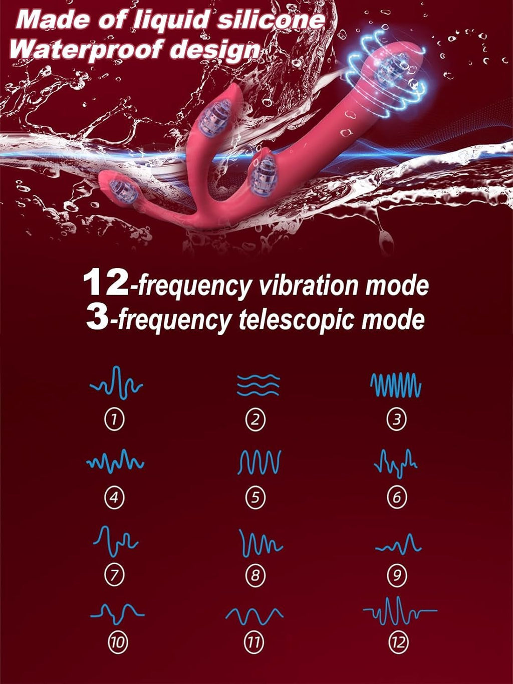 QuadSync Triple Head Strapless Strap On Vibrator