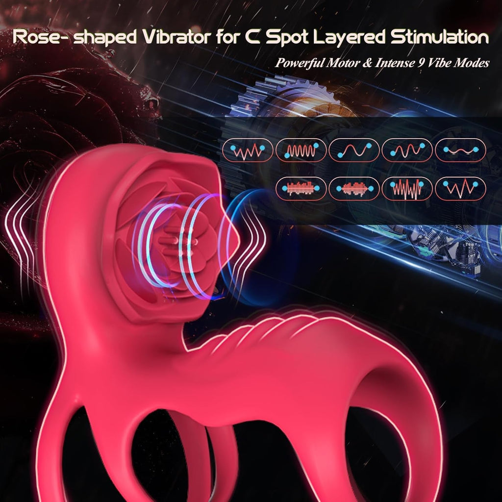 TriLock Cock Ring Extender Clit G-Spot Vibrator 9 Modes