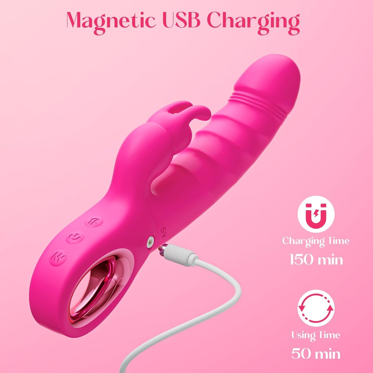RoseVanta Thrusting Rabbit Vibrator 7 Modes 3 Motor Waterproof