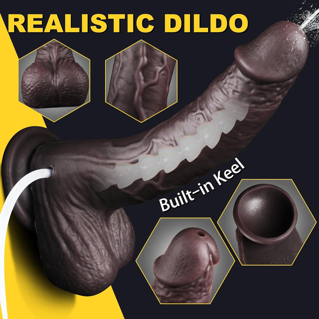 VibeJet 8.4” Squirting Vibrating Dildo 7 Modes Suction