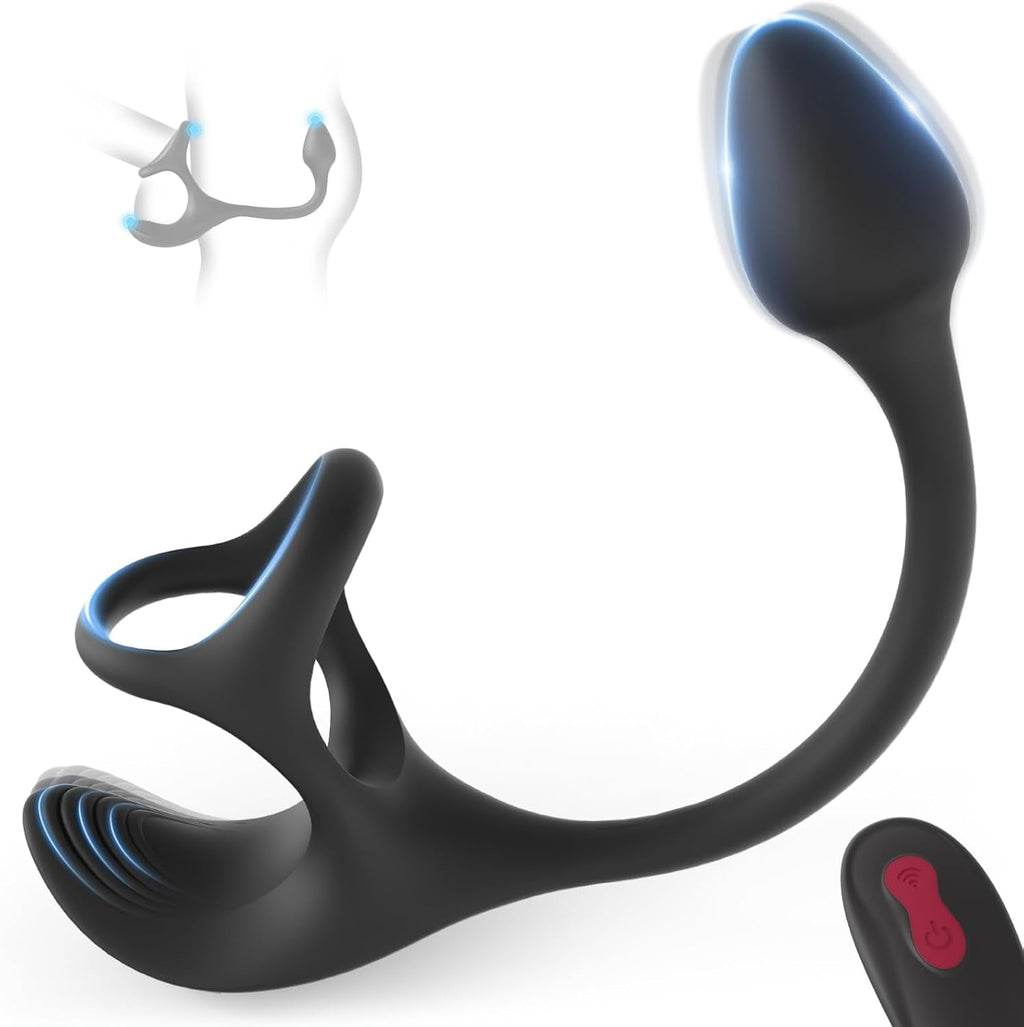 SilentPulse Prostate Massager Cock Ring 9 Modes Remote Quiet