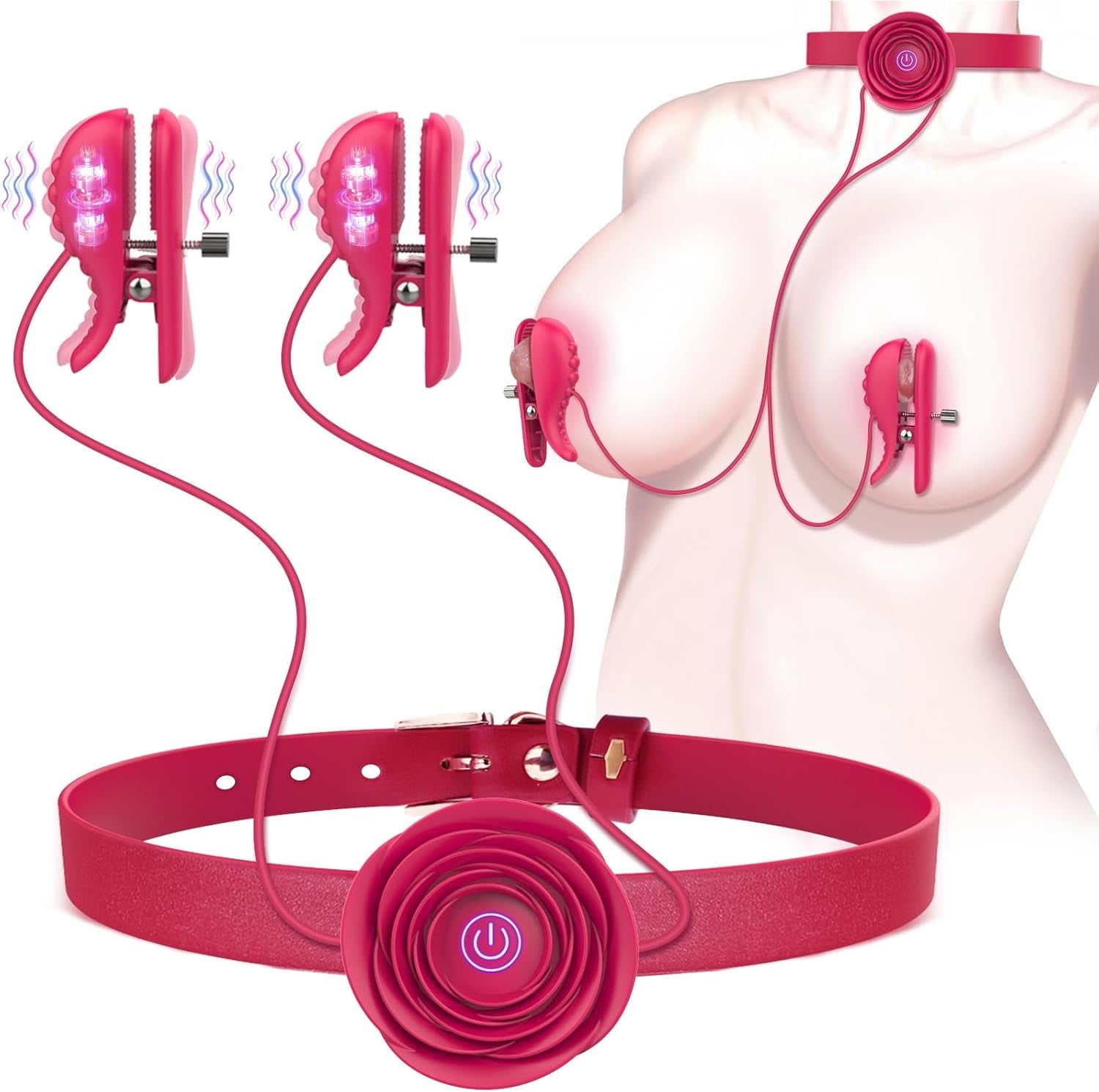 ScarletChain BDSM Nipple Clamp Choker Vibrator 10 Modes