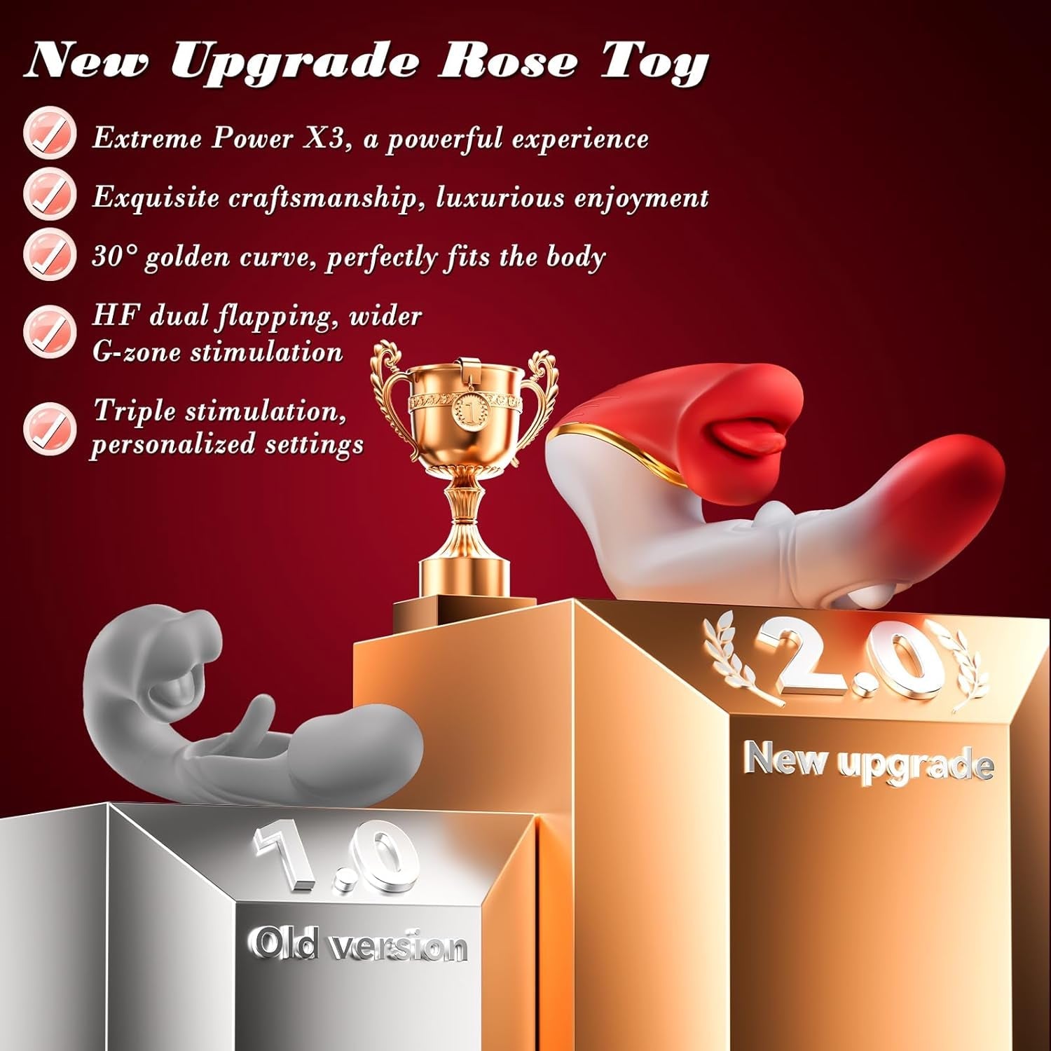 DualFlare Dildo Vibrator 10 Flapping 10 Licking Modes
