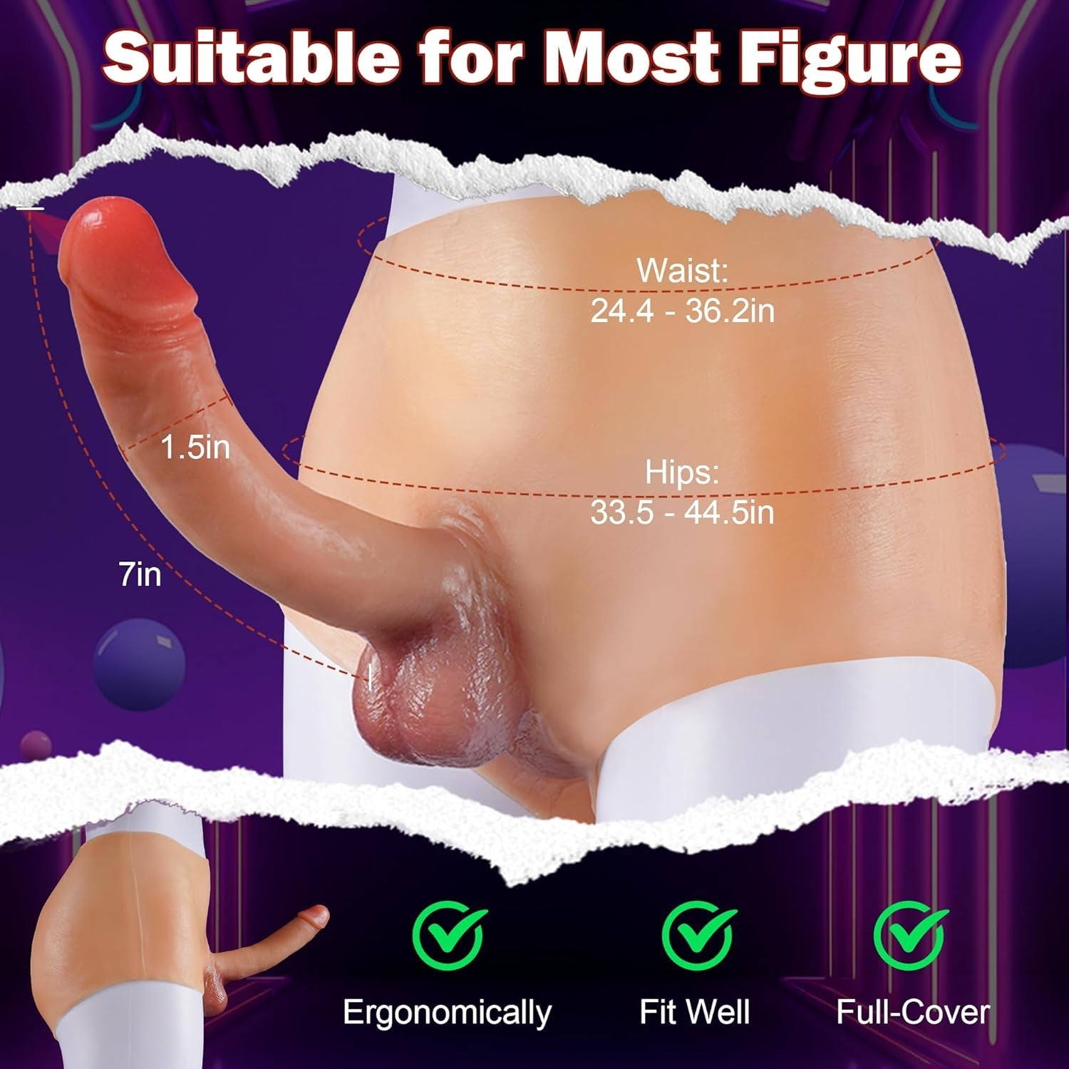 FlexSkin Strapless Silicone Dildo Panties 7 Inch