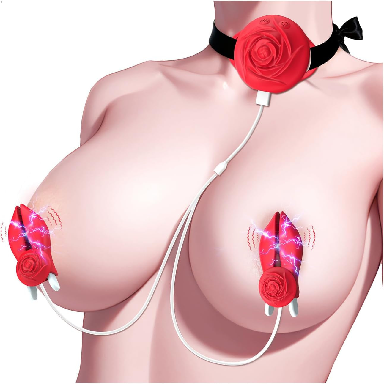 RoseShock Vibrating Nipple Clamps with Shock & 10 Modes