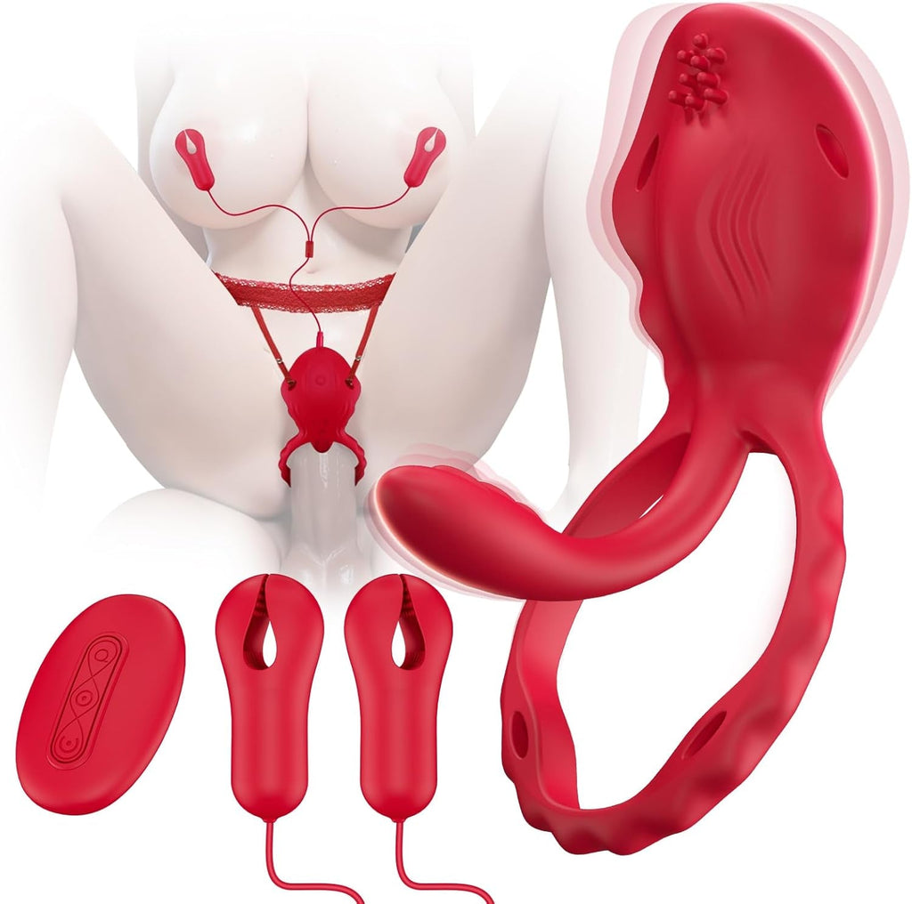 TriLink 3-in-1 Remote Nipple Clamps & Couples Ring Vibrator Set