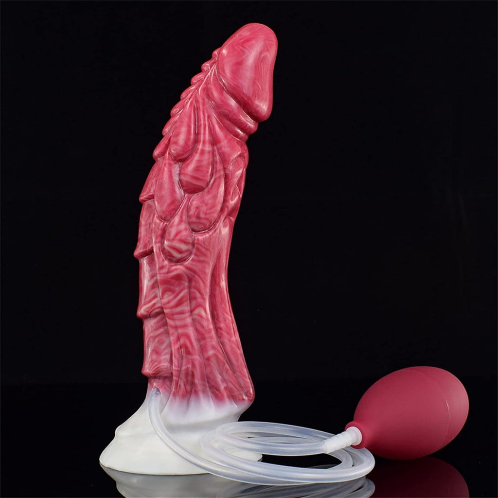 CrimsonJet 9” Squirting Silicone Dildo Suction Cup Waterproof