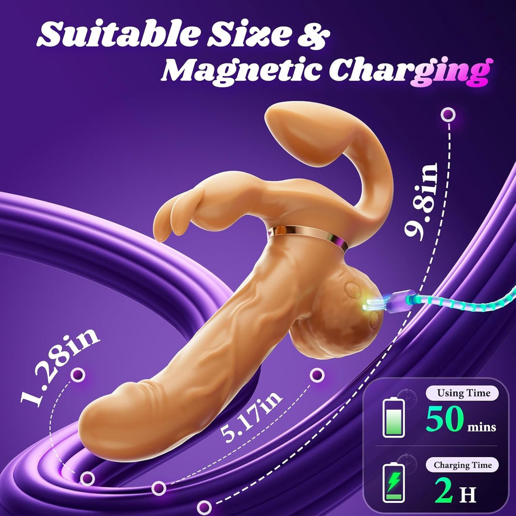 DualGlide Rabbit Strapless Strap On Thrusting Vibrator