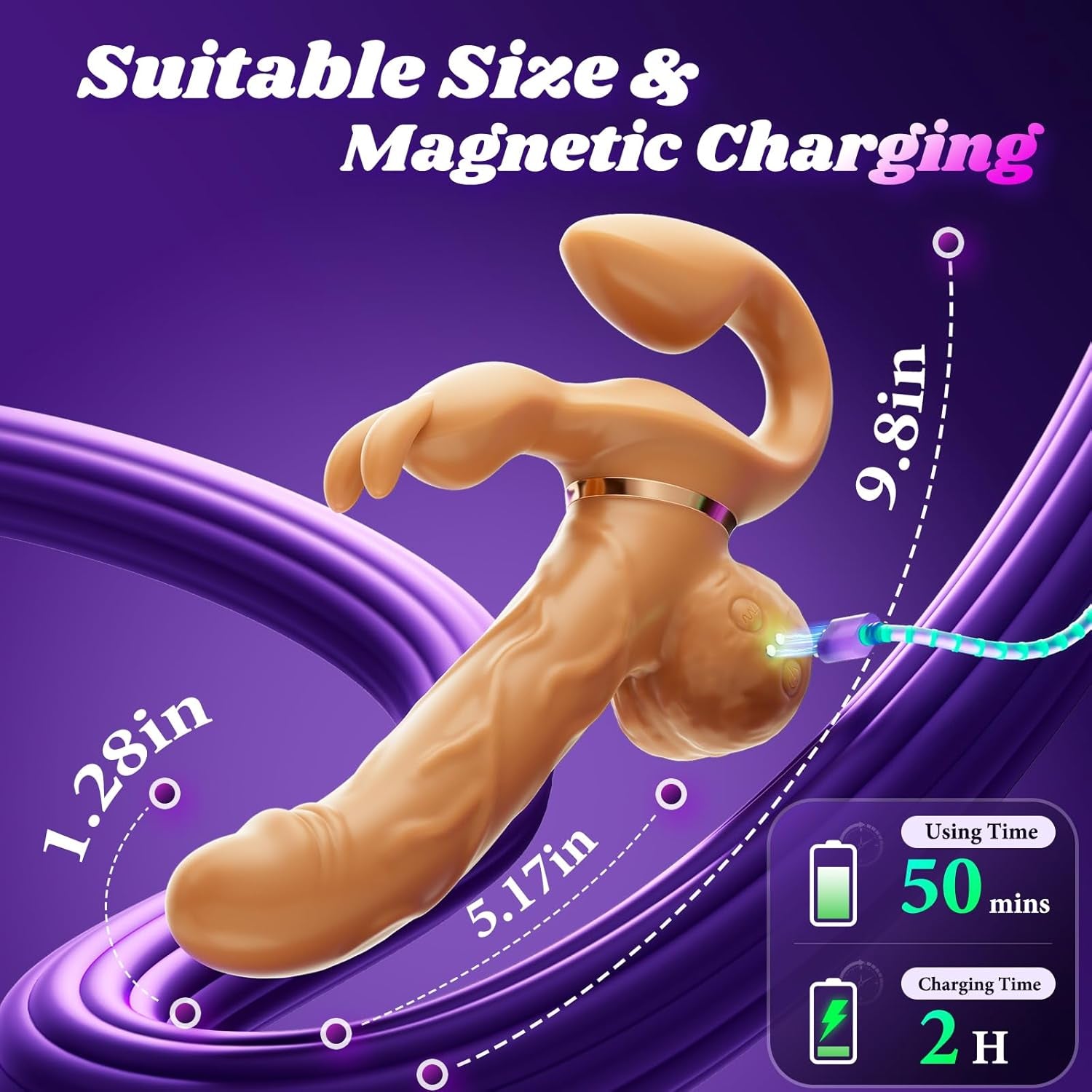 DualGlide Rabbit Strapless Strap On Thrusting Vibrator