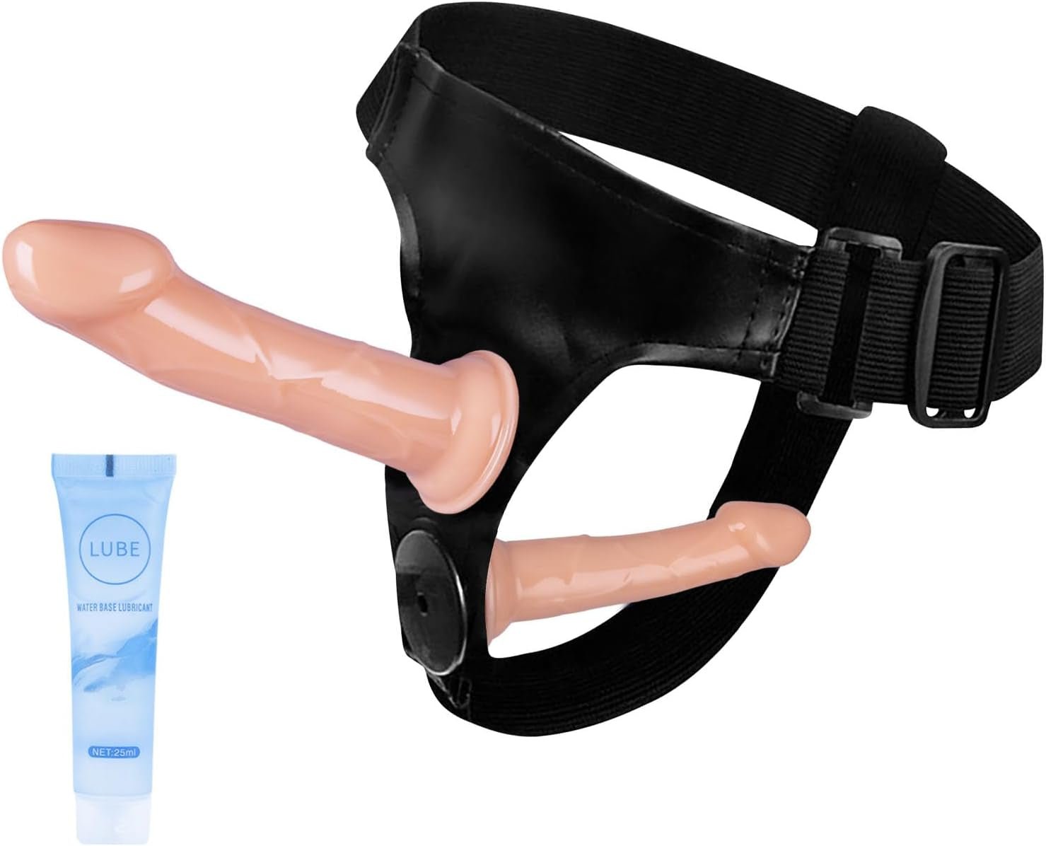 DualFit Adjustable Strap-On Harness with Dual Dildos