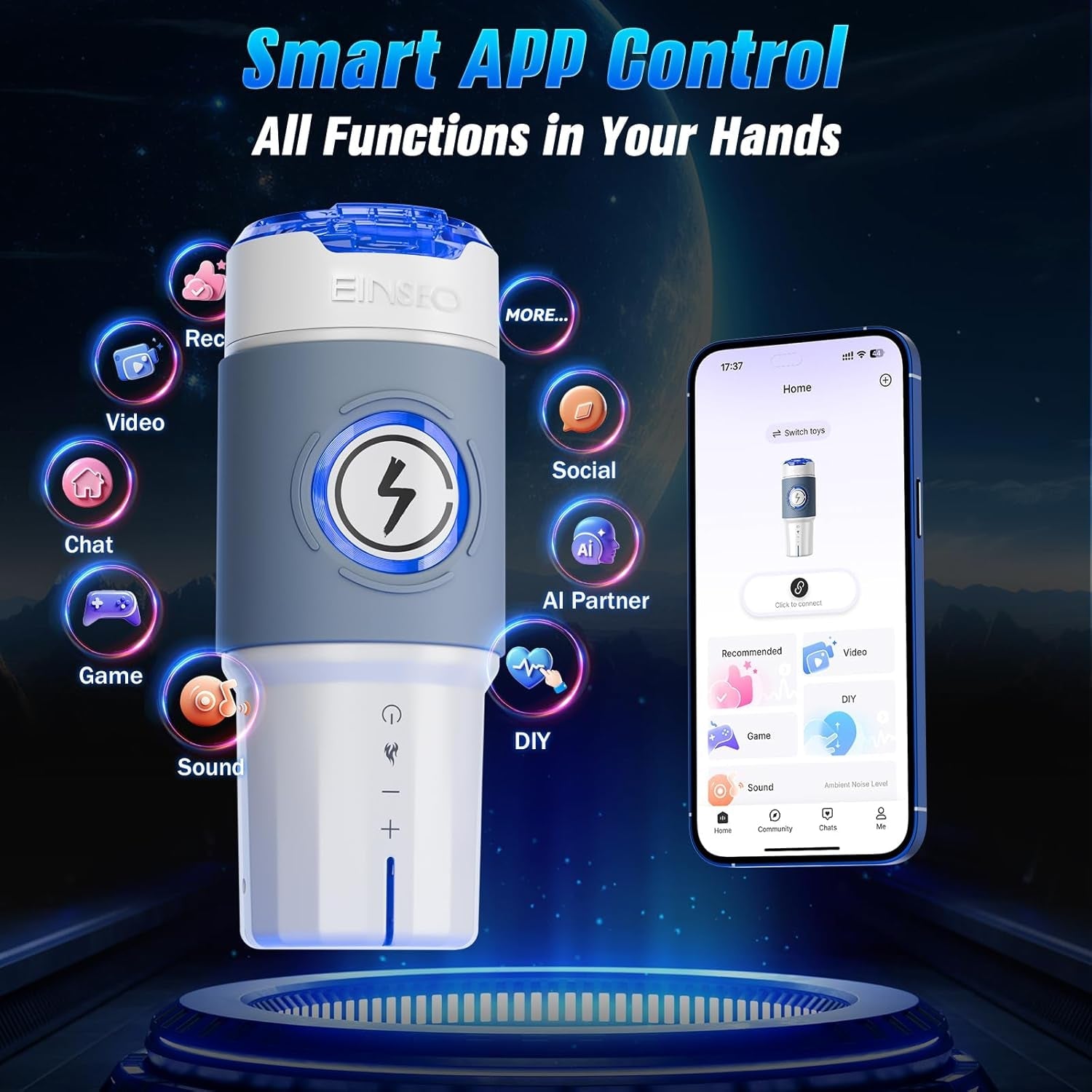 HyperGlide AI App Control Thrusting Heated Pocket Pussy Stroker