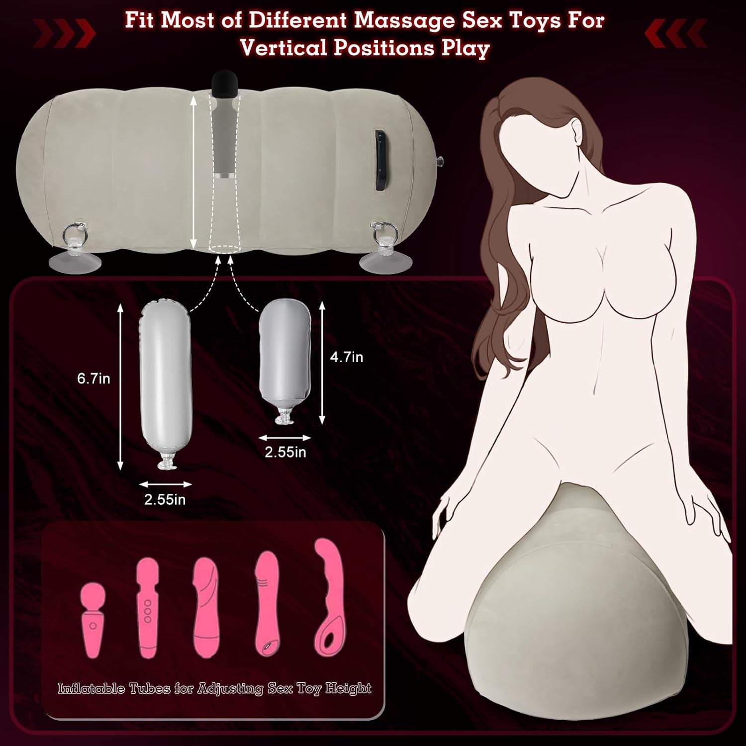 AirBond Inflatable BDSM Pillow with Restraints & Toy Mount
