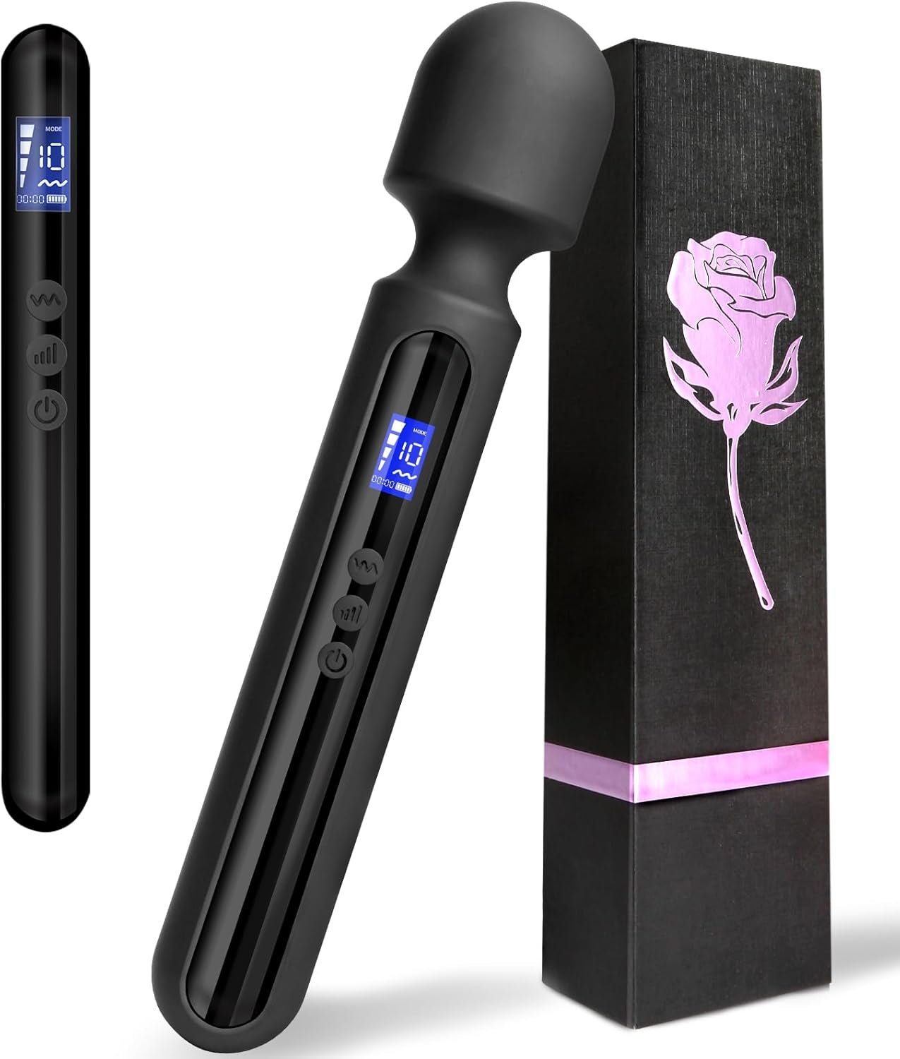 MidnightCommand 12" Wand Vibrator LCD Display 10 Patterns Waterproof