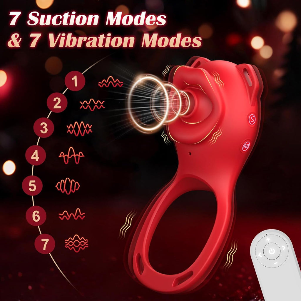 AeroPetal Clit Sucker Cock Ring App Remote 7 Modes Waterproof