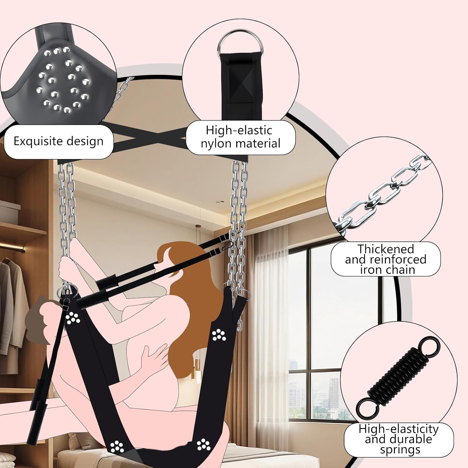 FloatEase Premium Heavy-Duty 360° Adjustable Sex Swing 800lb