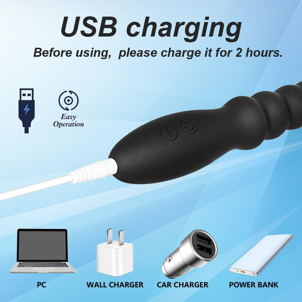 VelvetPulse Rechargeable Vibrating Anal Beads Wand Plug