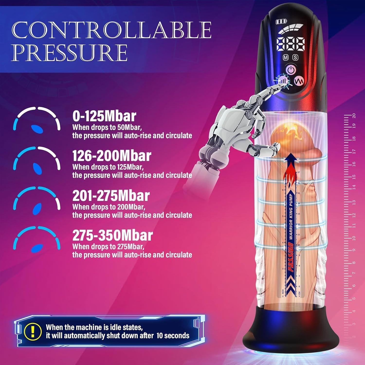 HydraFlux Penis Pump 4 Pressure & Suction Modes