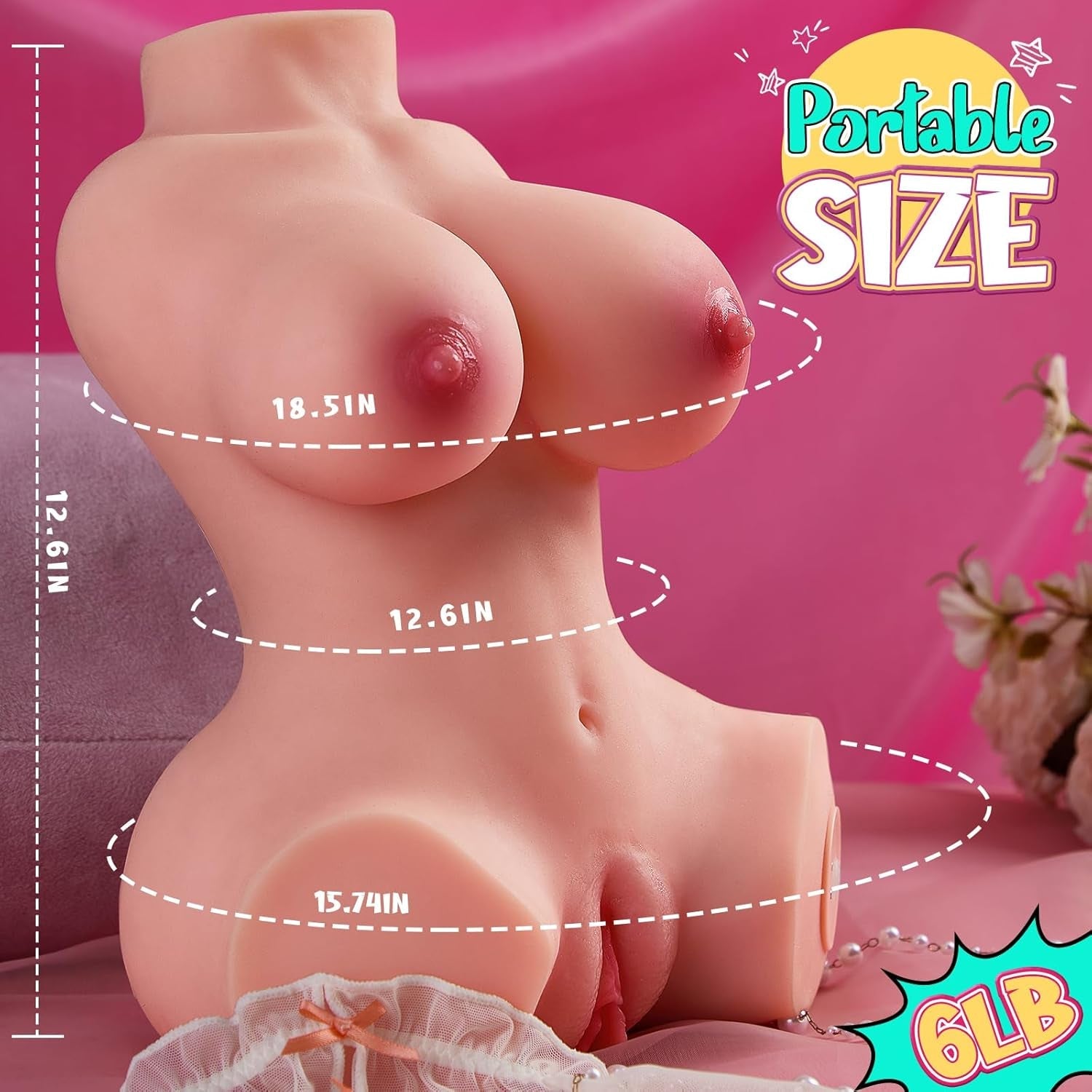PulseLuxe Vibrating Torso Stroker 6LB Dual Channel Sex Doll