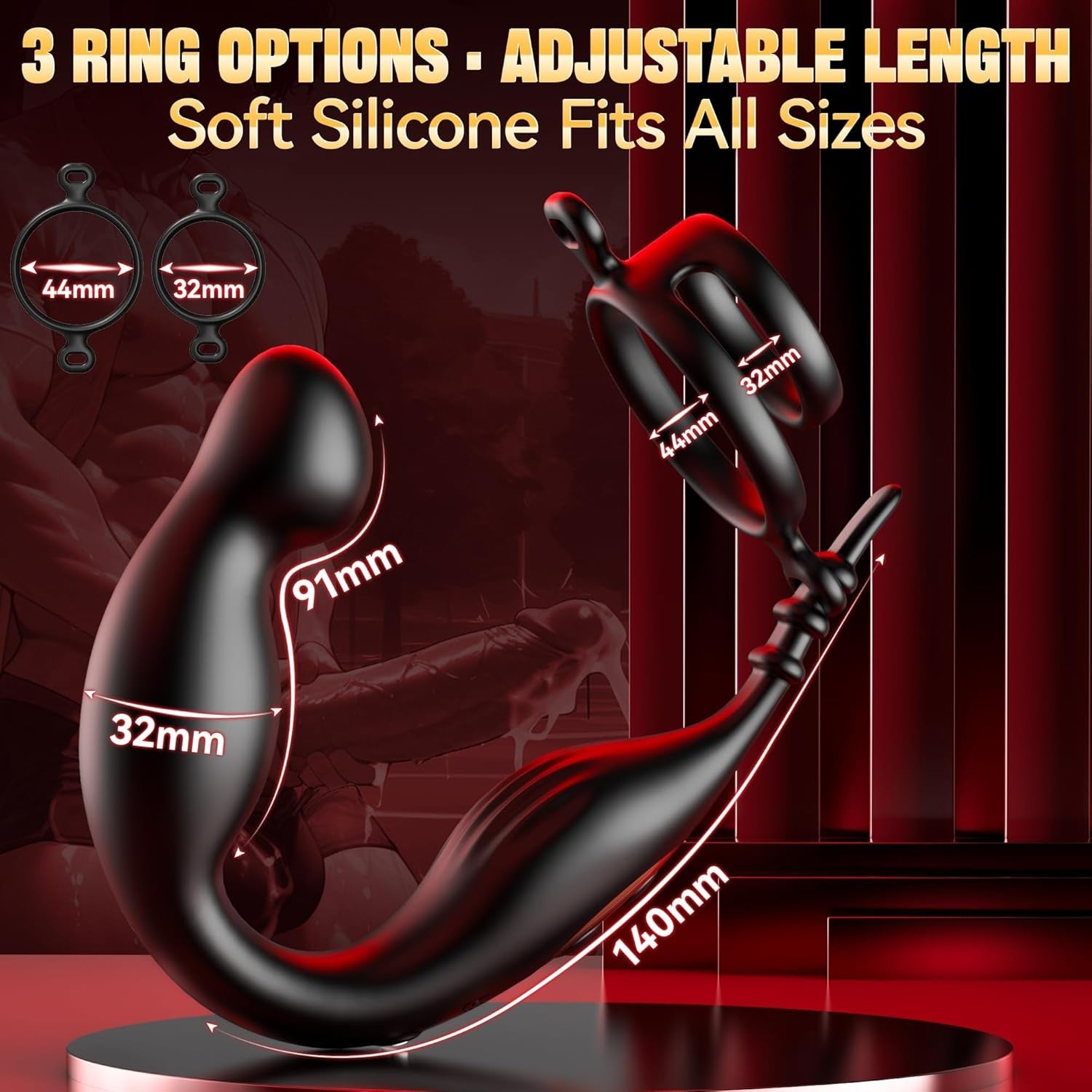 FlexDominus Prostate Massager Cock Ring 9+9 Modes Remote
