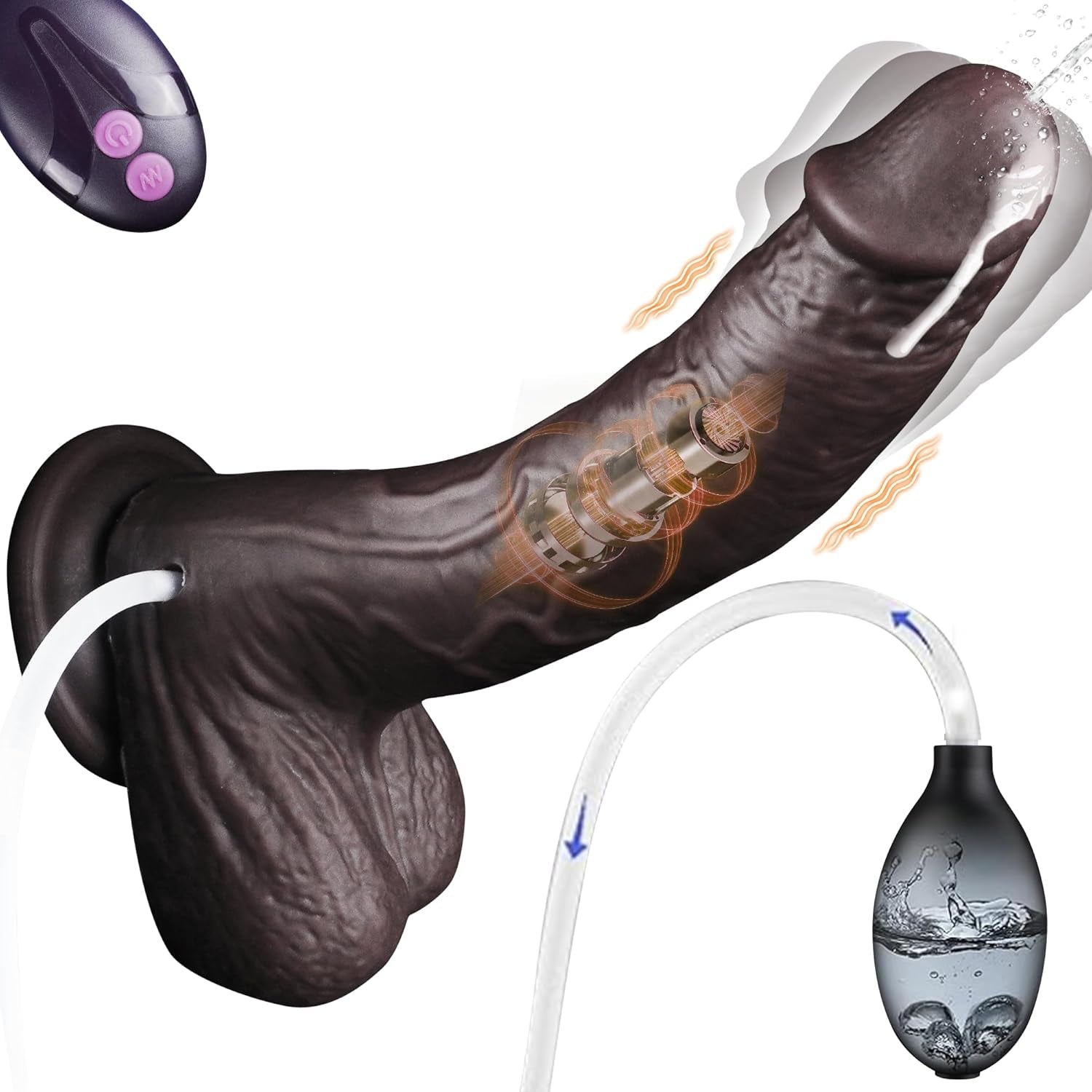 VibeJet 8.4” Squirting Vibrating Dildo 7 Modes Suction