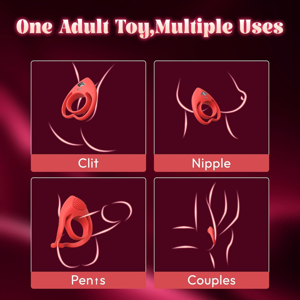 HeartSync Cock Ring Clit Stimulator 9 Modes Silicone