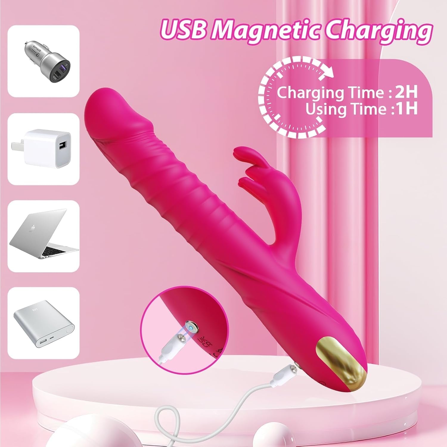CoreThrust Thrusting Rabbit Vibrator 3 Thrust 10 Modes Silicone