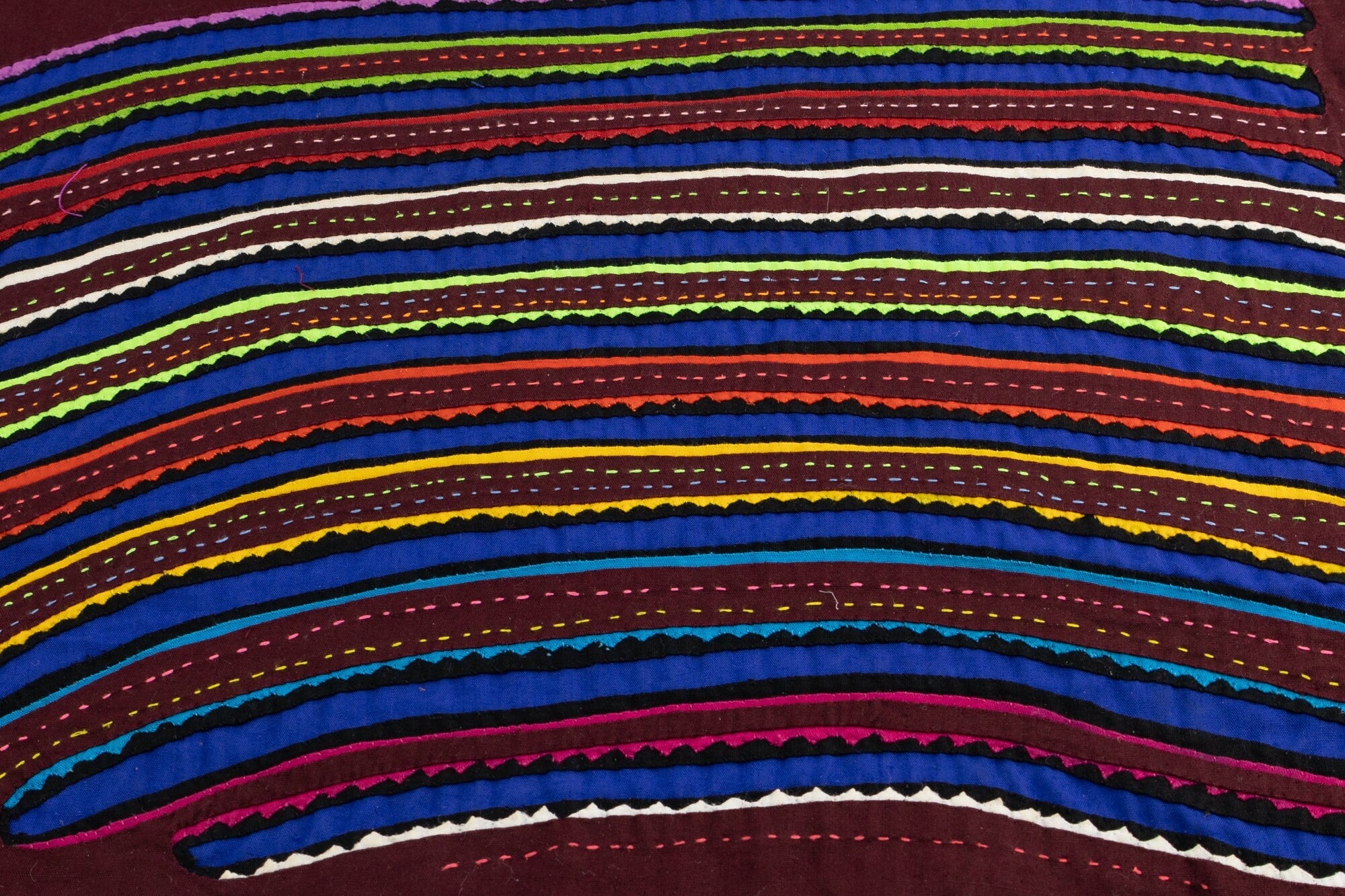 Hand Stitched Rainbow Panama Mola Textile