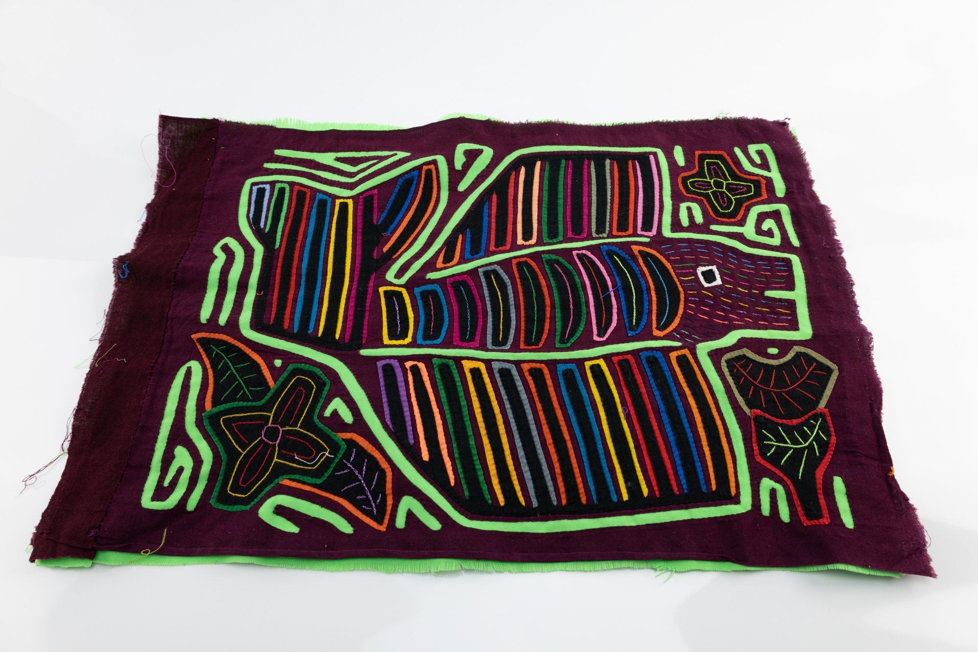 Hand Stitched Panama Flying Fish Mola Textile