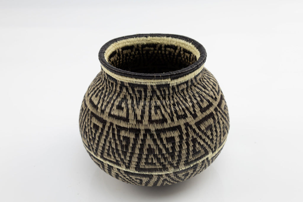 Hand Woven Black and Gray Basket