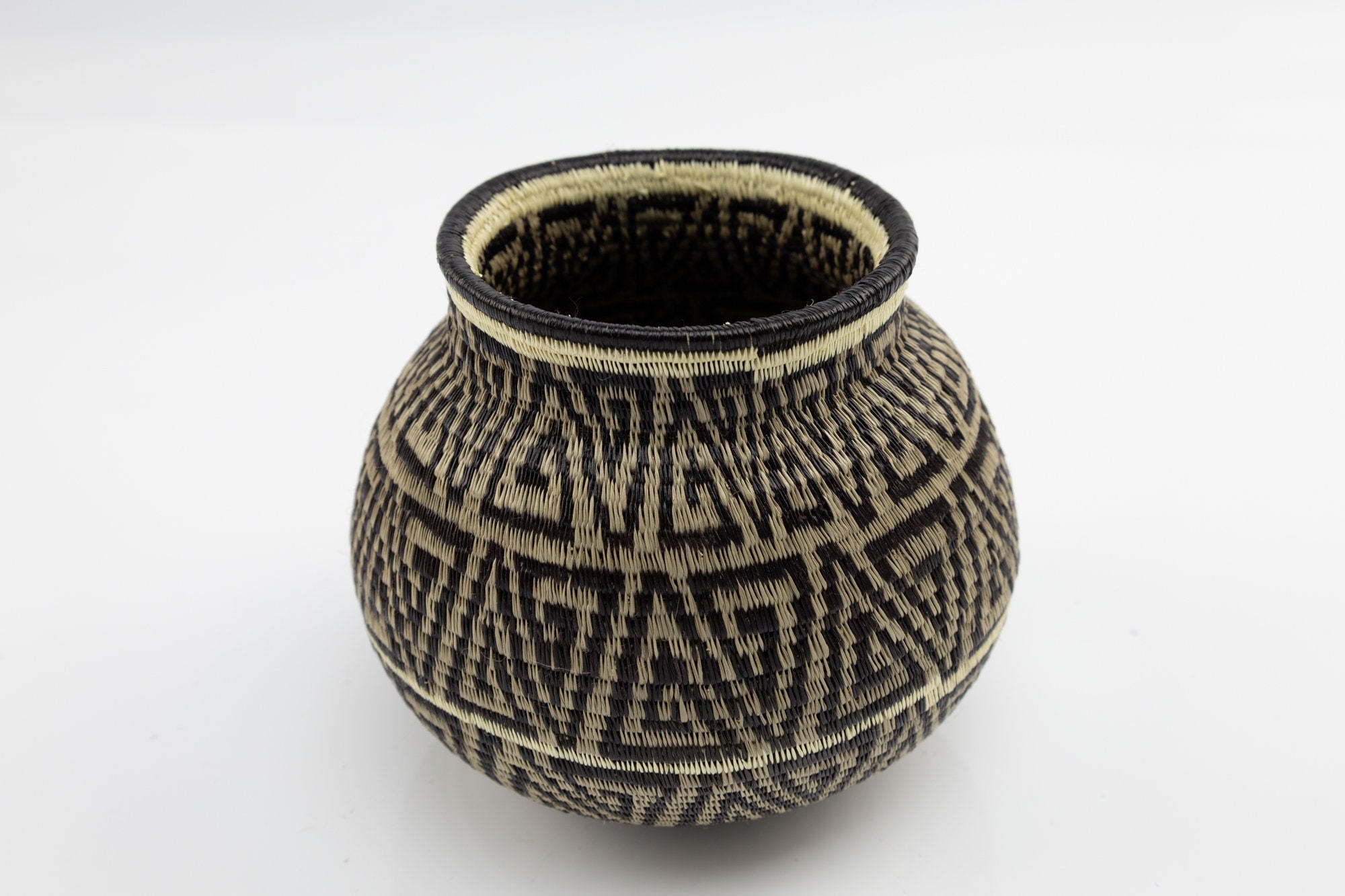 Hand Woven Black and Gray Basket