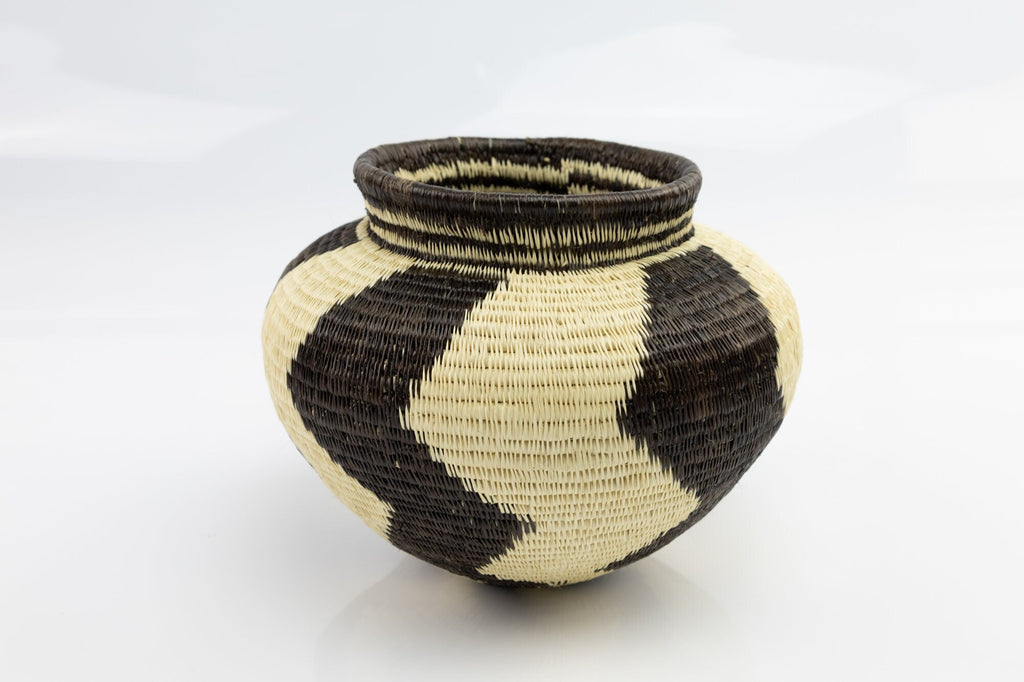 Hand Woven Black and White Basket