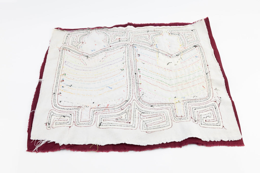Hand Stitched Rainbow Flower Panama Mola Textile