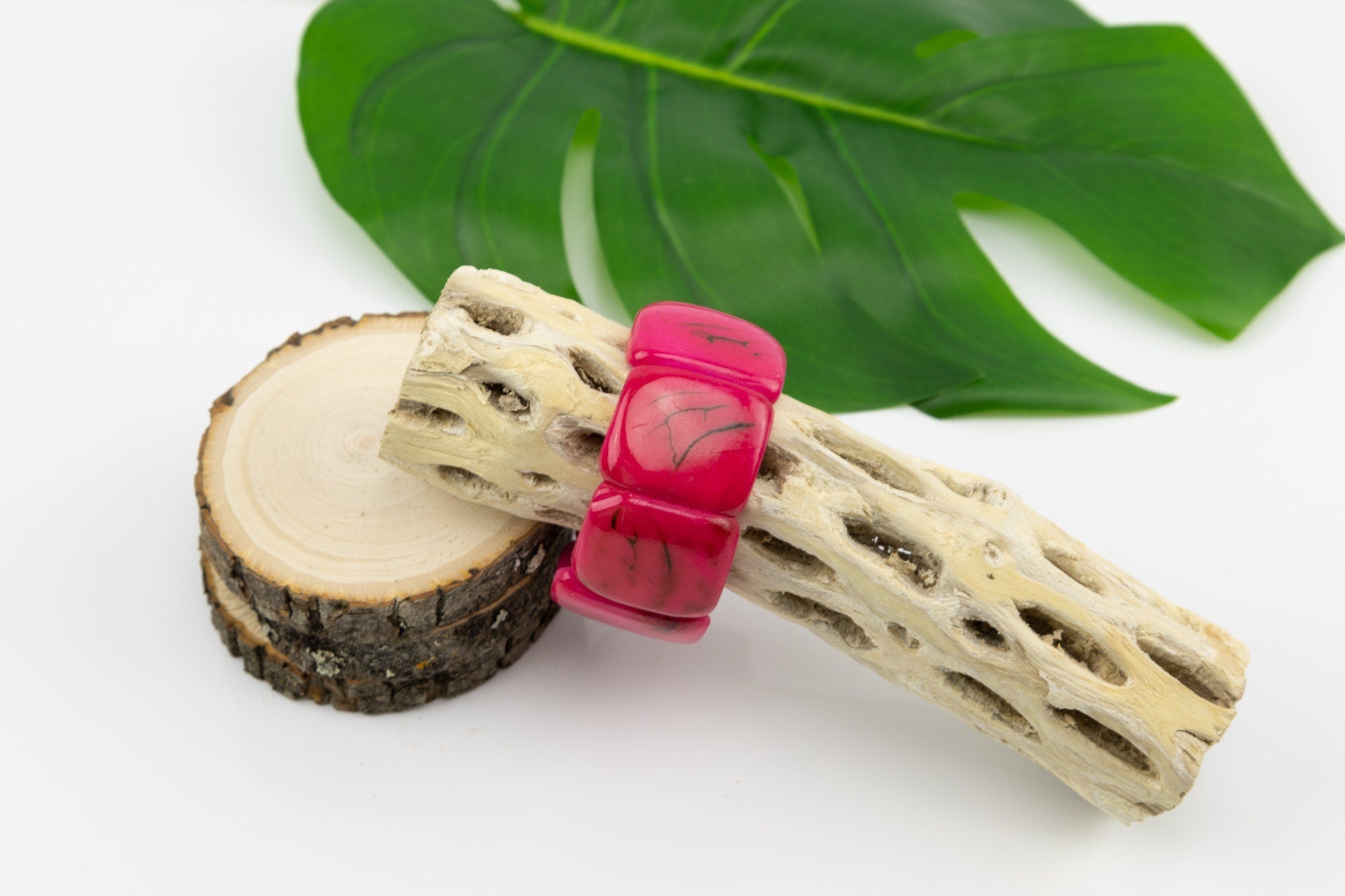 Classic Hand Made and Dyed Tagua Nut Bracelet Ecuador