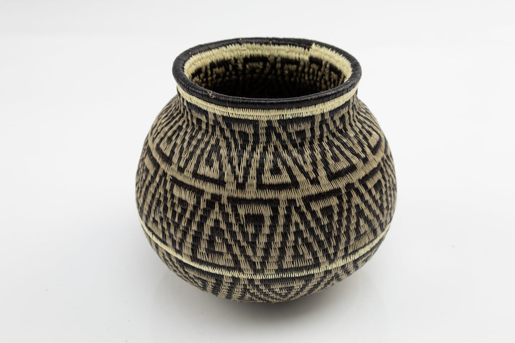 Hand Woven Black and Gray Basket