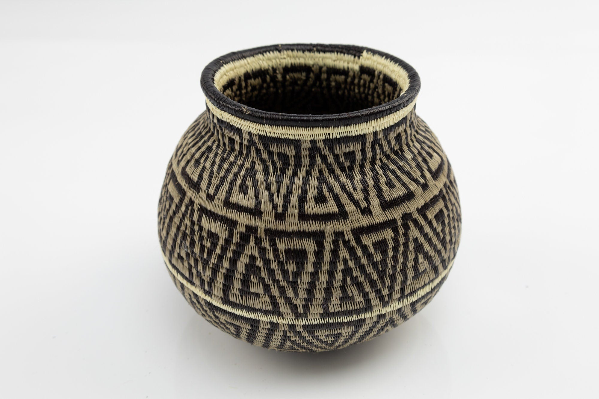 Hand Woven Black and Gray Basket