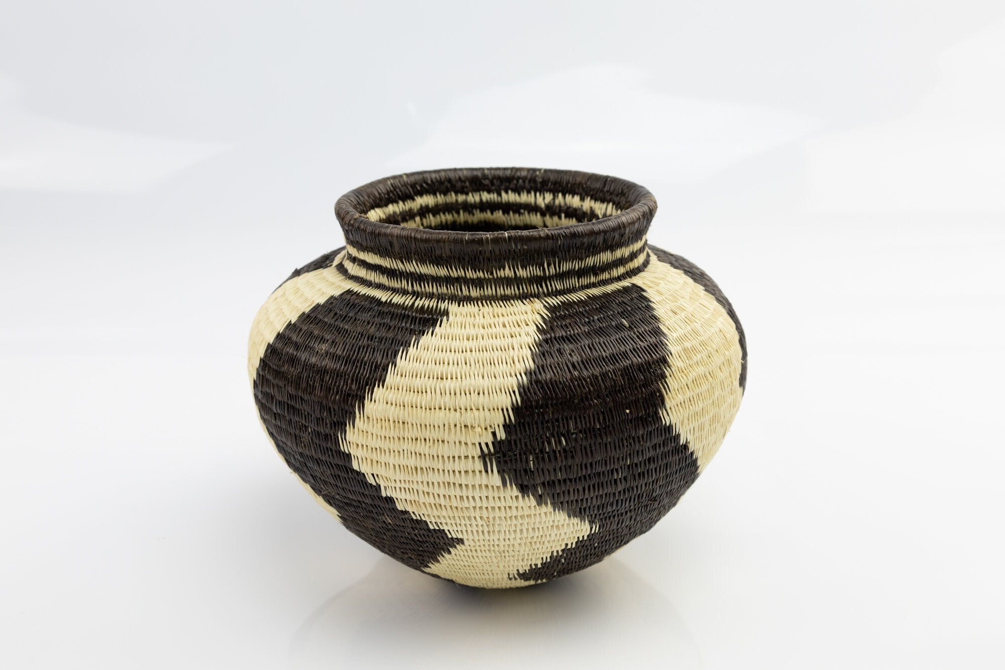 Hand Woven Black and White Basket