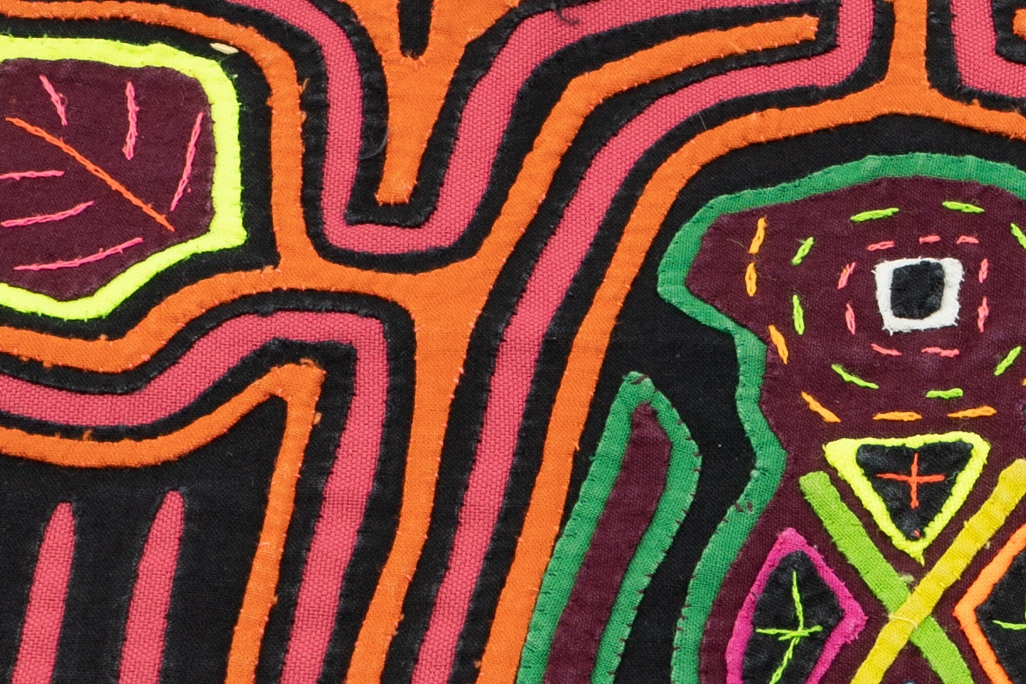 Hand Stitch Lost Kangaroo Panama Mola Textile