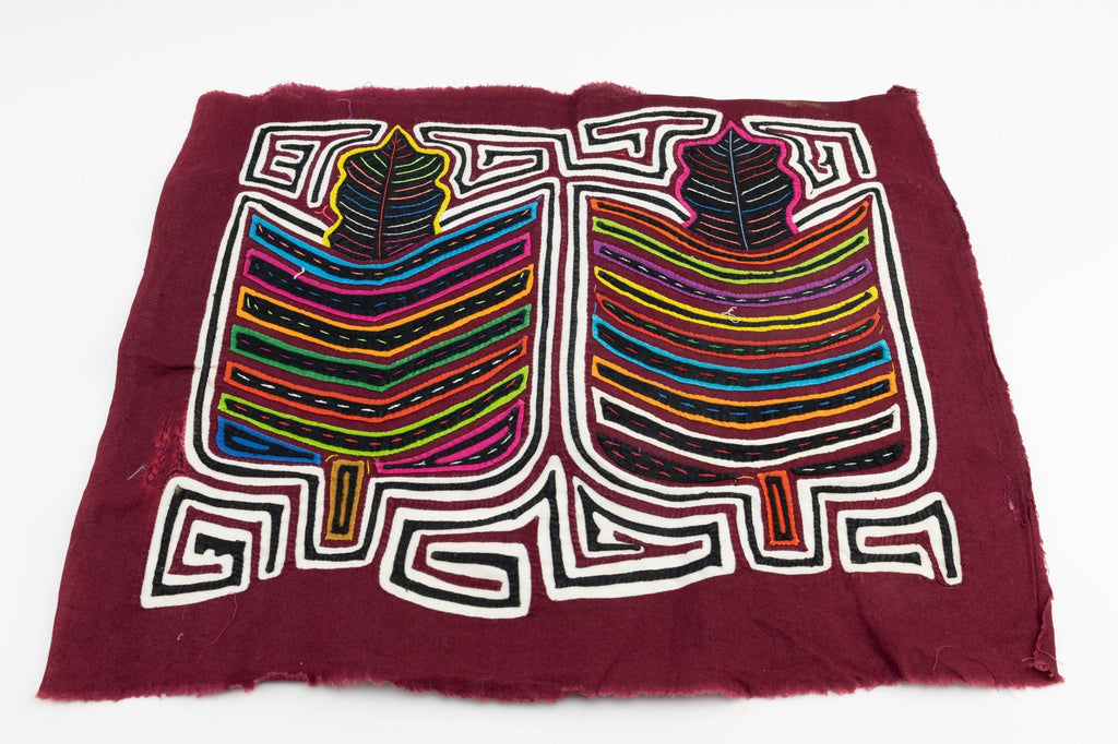 Hand Stitched Rainbow Flower Panama Mola Textile