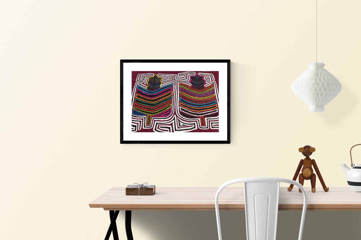 Hand Stitched Rainbow Flower Panama Mola Textile