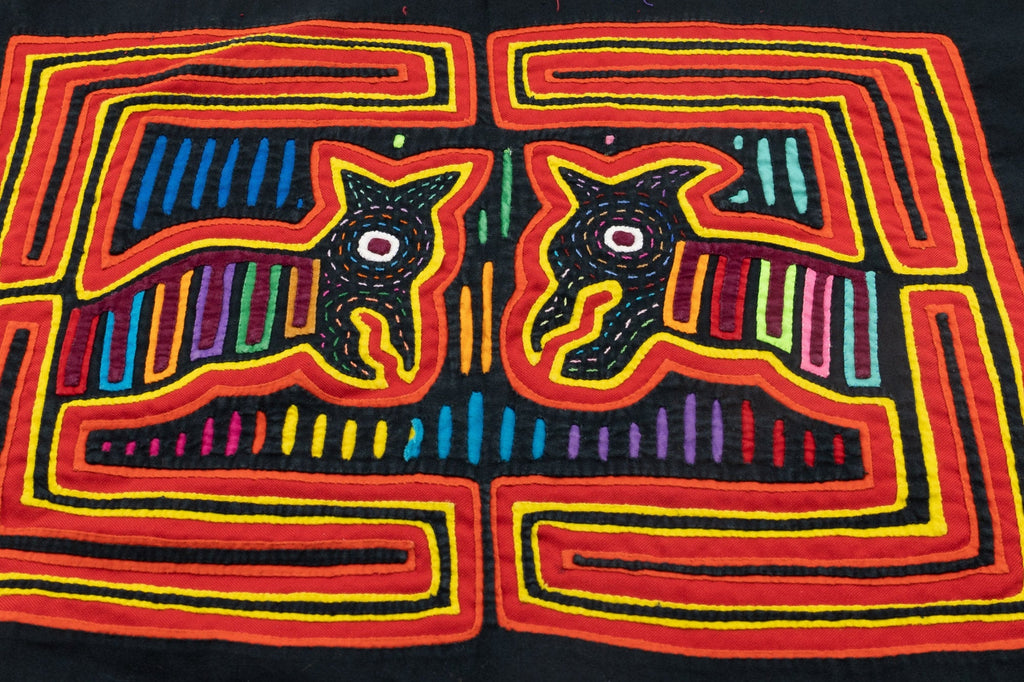 Hand Stitched Puppy Dog Panama Mola Textile