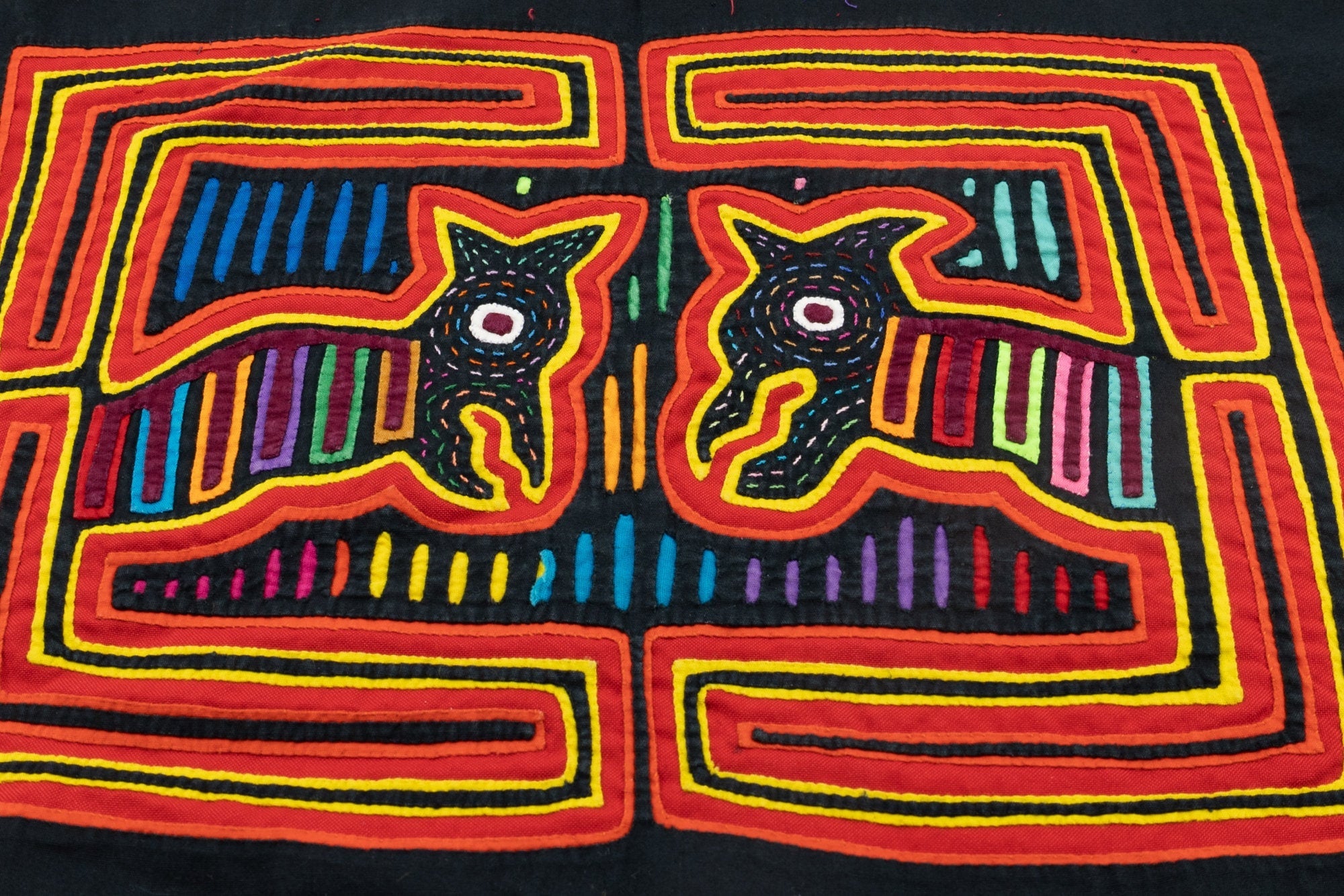 Hand Stitched Puppy Dog Panama Mola Textile
